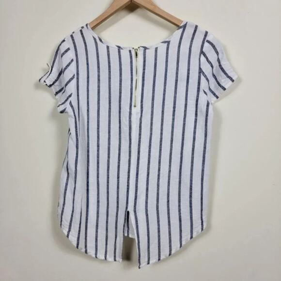 Purple Rain Striped Crop Top‎ Short Sleeves Womans Size Small White Blue - Picture 5 of 12